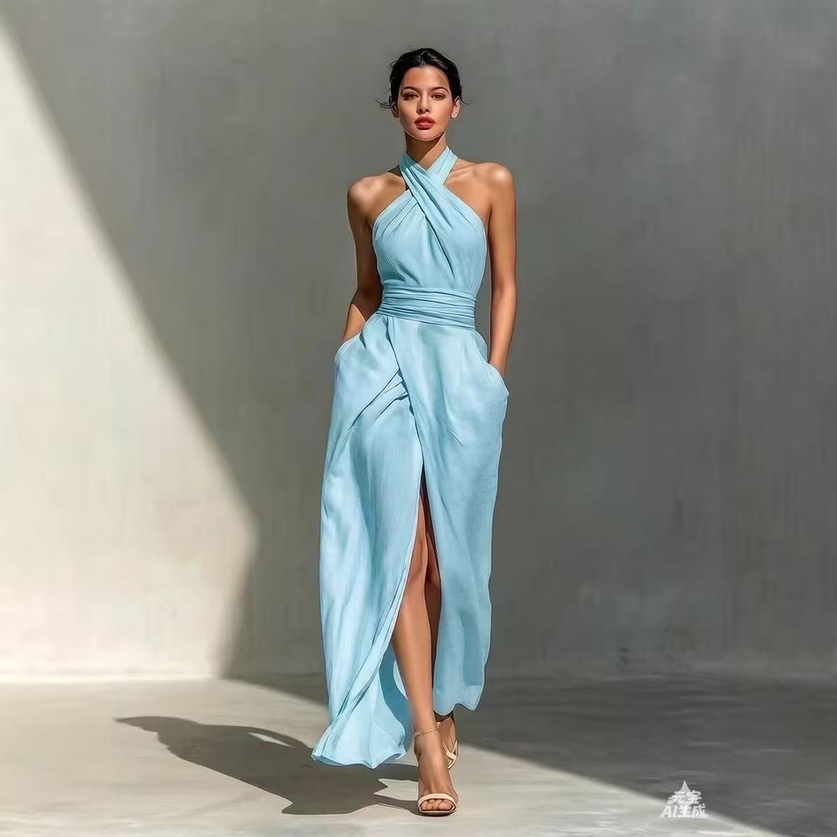 Ethnic Fashion Design - Elegancka, jednolita sukienka w stylu boho